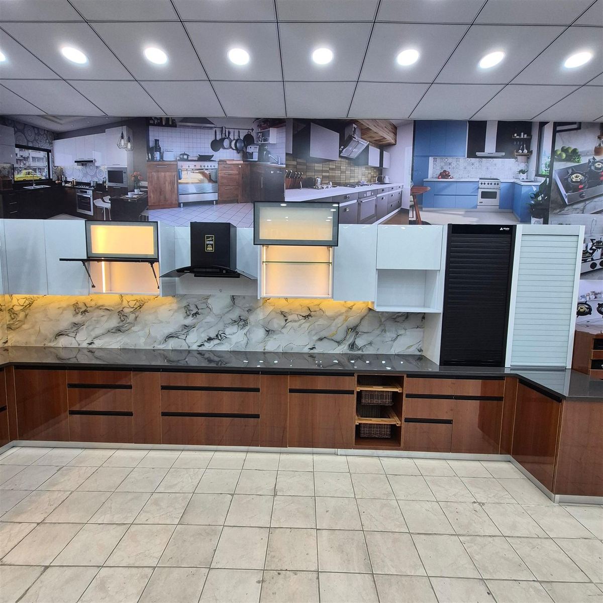 Modular kitchen display at Gupta Tiles & Sanitary