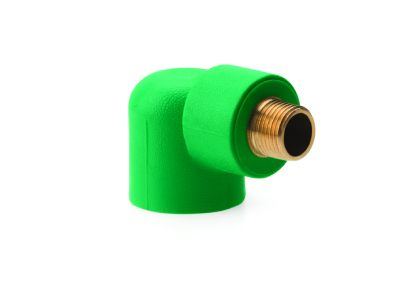 Green threaded pipe elbow fitting