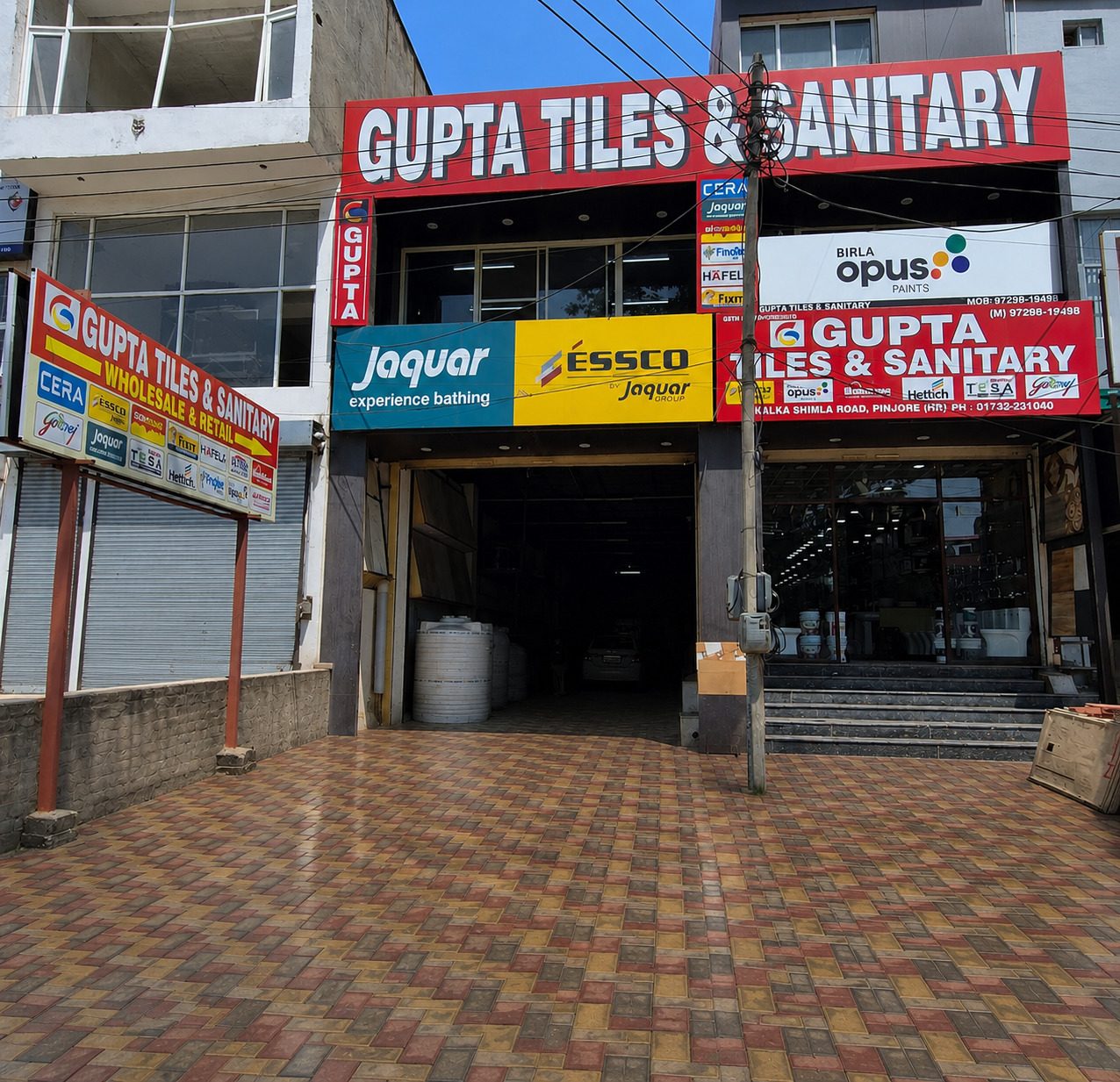 Gupta Tiles & Sanitary storefront on the Kalka–Shimla Highway, Pinjore