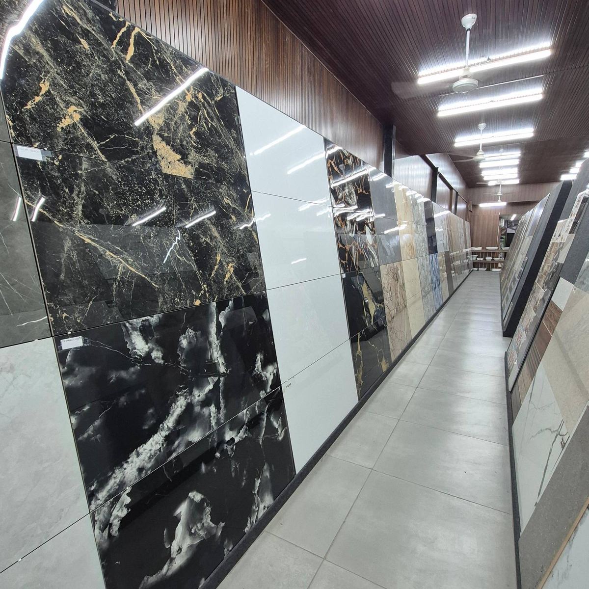 Tile showroom display at Gupta Tiles & Sanitary