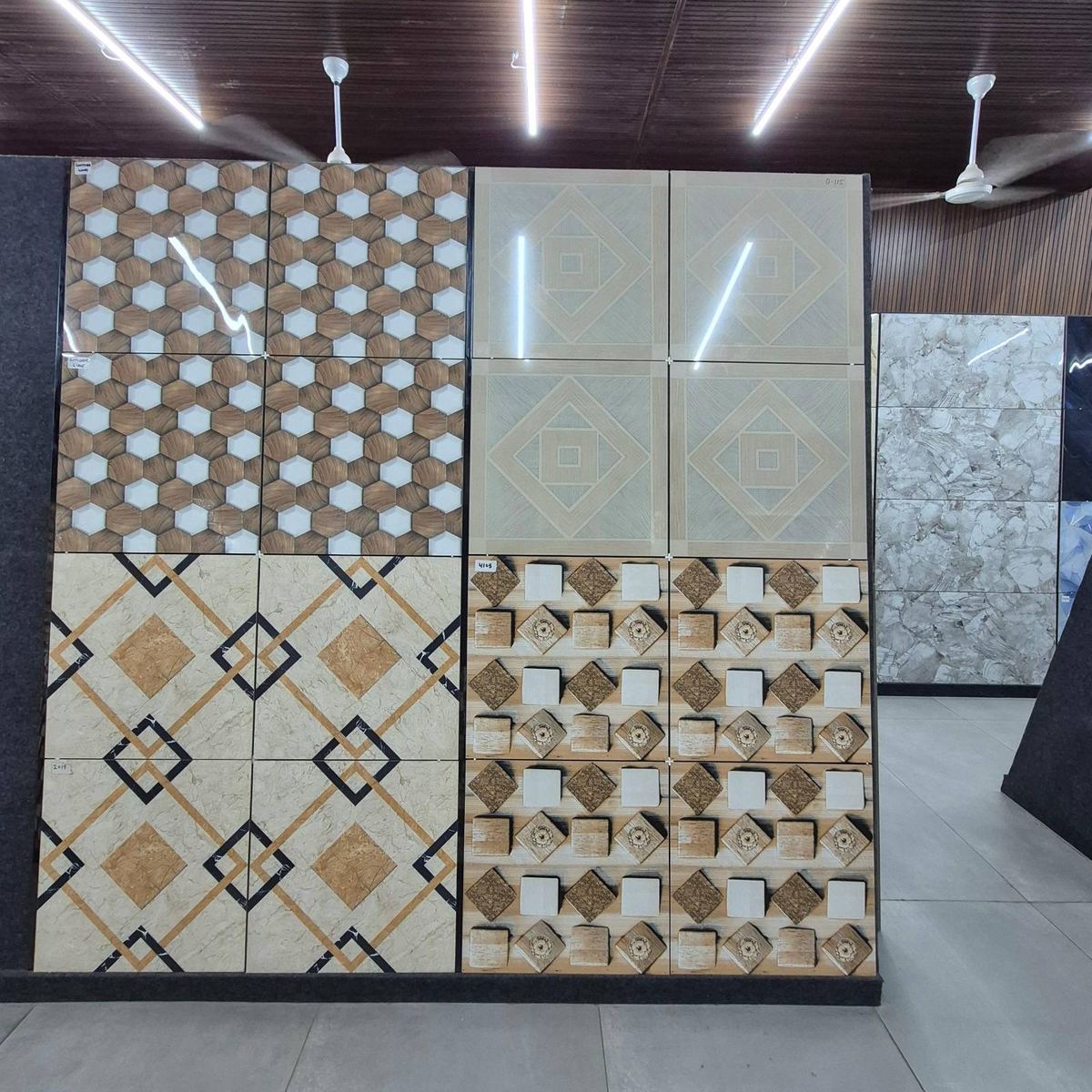 Tile showroom display at Gupta Tiles & Sanitary