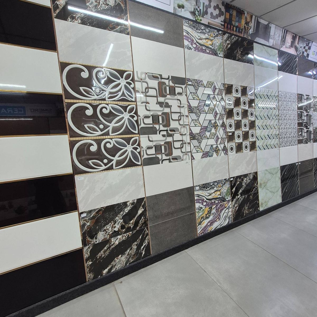 Tile showroom display at Gupta Tiles & Sanitary