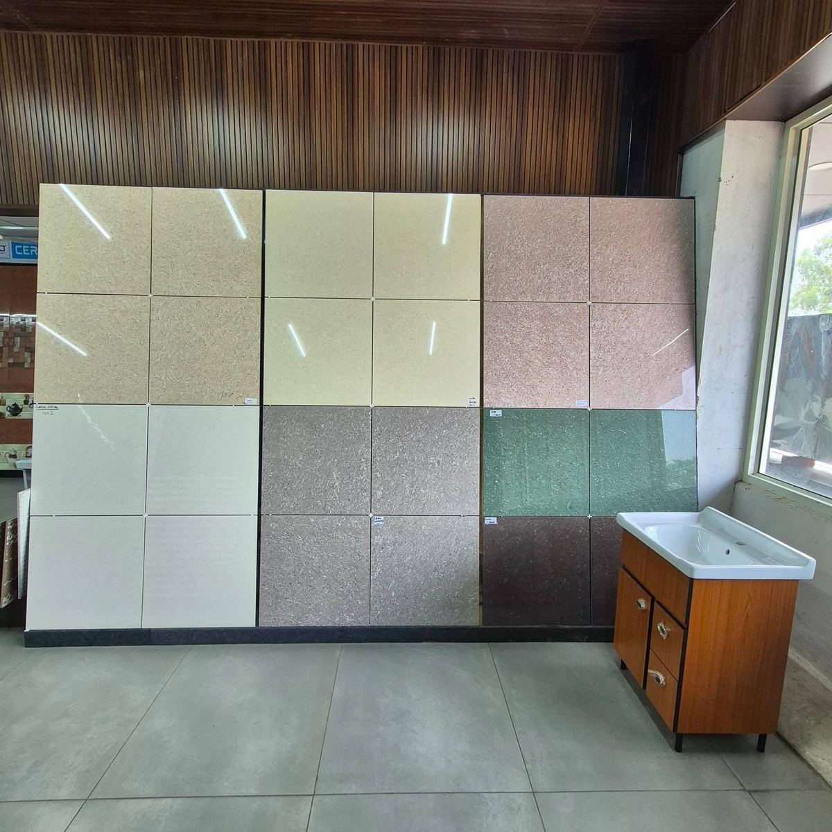 Tile display at Gupta Tiles & Sanitary