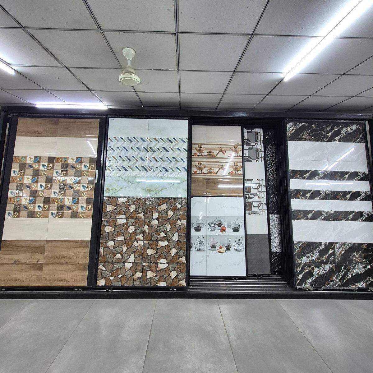 Tile showroom display at Gupta Tiles & Sanitary