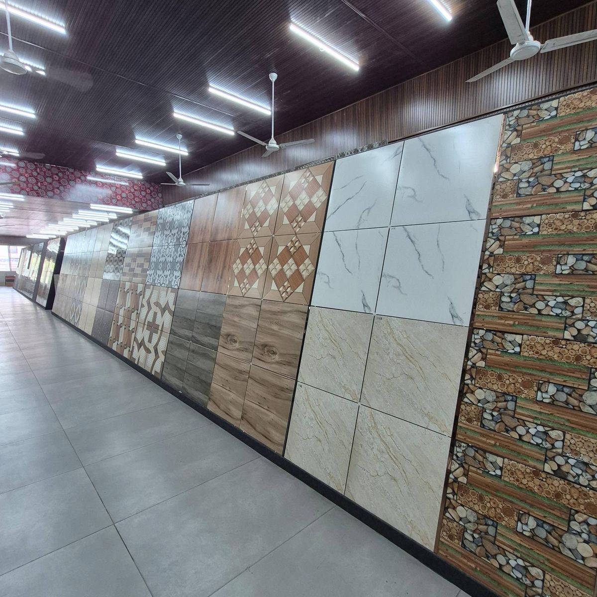 Tile display at Gupta Tiles & Sanitary