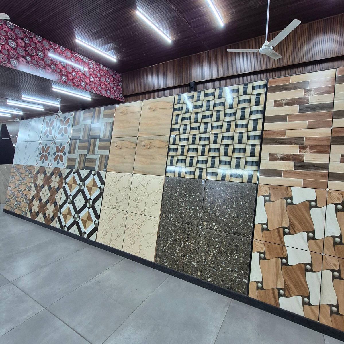 Tile showroom display at Gupta Tiles & Sanitary
