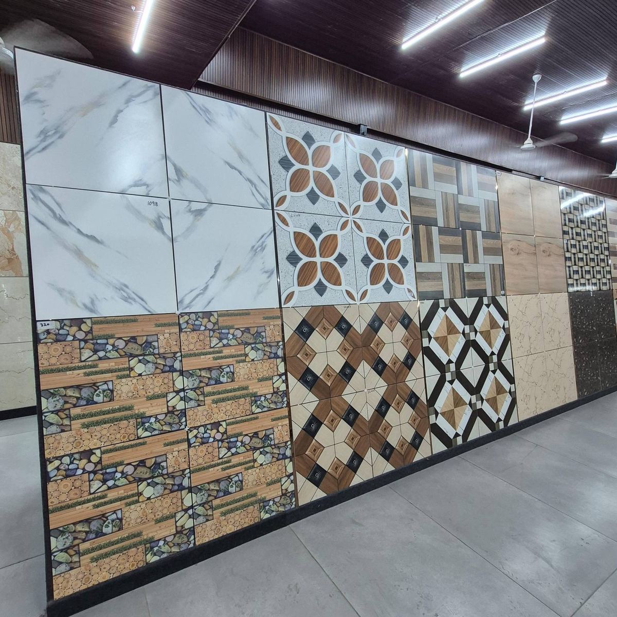 Tile display at Gupta Tiles & Sanitary