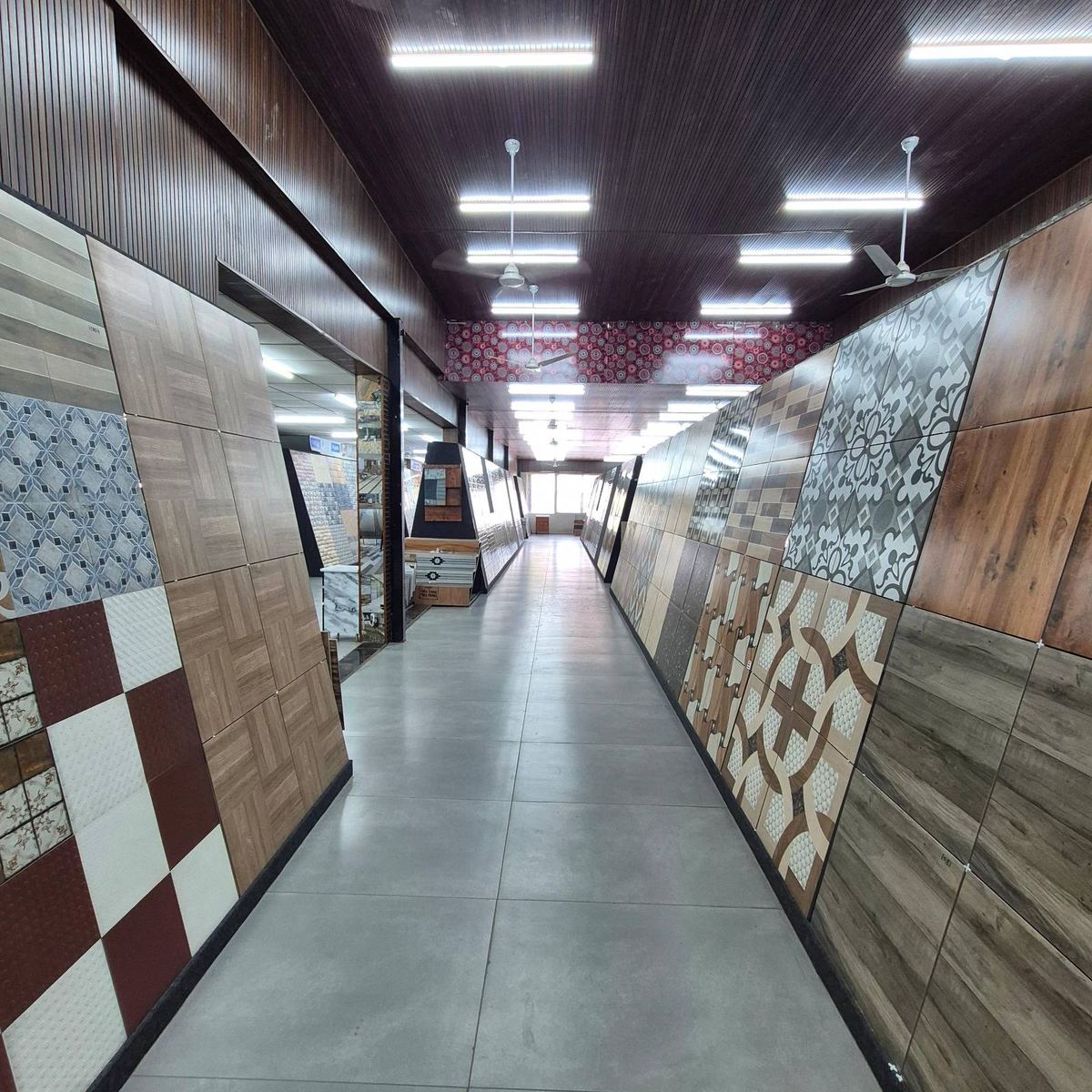 Tile showroom display at Gupta Tiles & Sanitary